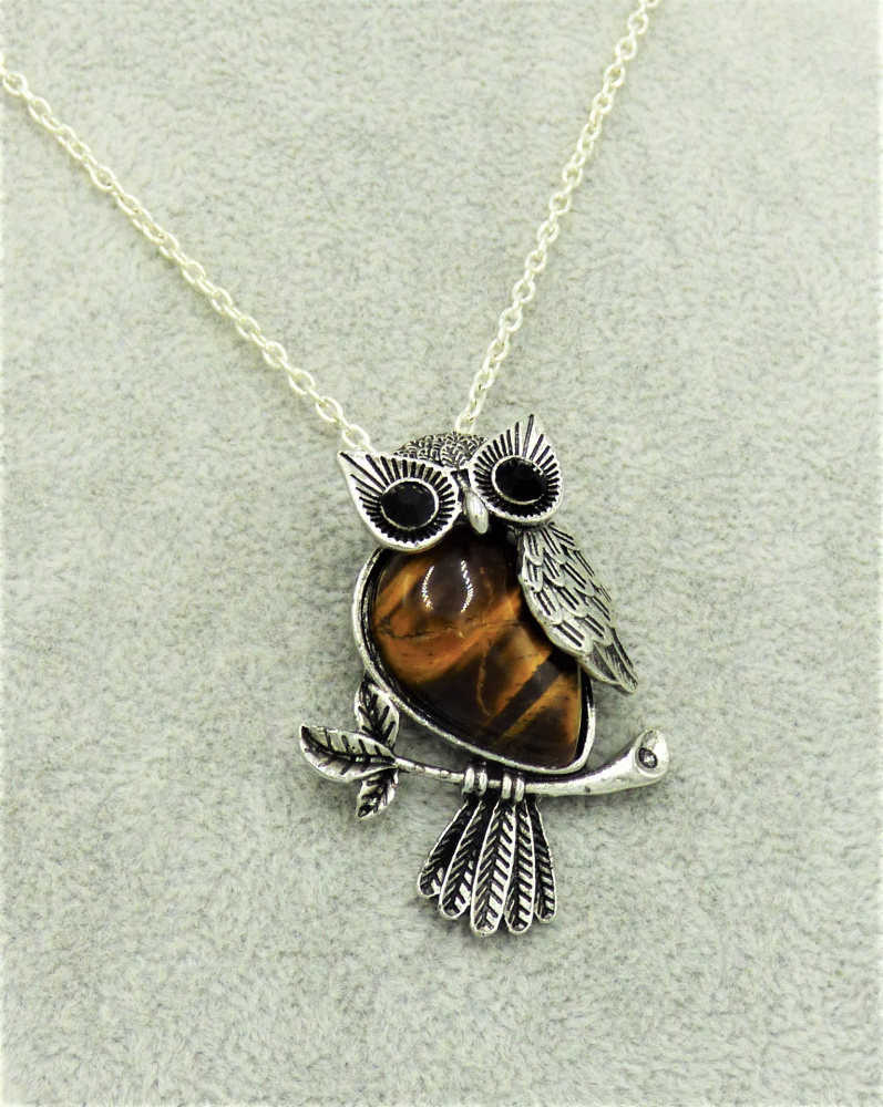 Edelsteinkette Eule mit Tigerauge