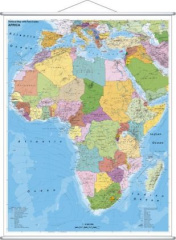 Stiefel Wandkarte Großformat Afrika politisch mit Postleitbereichen, englische Ausgabe, mit Metallstäben