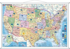 Stiefel Wandkarte Kleinformat USA, Bundesstaaten mit Postleitzahlen 