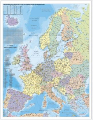 Stiefel Wandkarte Großformat Europa, Orga-Karte, ohne Metallstäbe