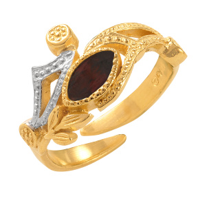 Ring in Silber 925/- goldplattiert bicolor mit einem Granatstein