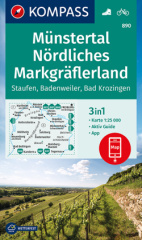 KOMPASS Wanderkarte Münstertal, Nördliches Markgräflerland, Staufen, Badenweiler, Bad Krozingen