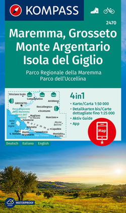 KOMPASS Wanderkarte Maremma, Grosseto, Monte Argentario, Isola del Giglio