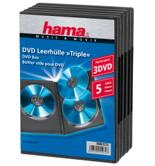 DVD-Leerhülle, Triple-Box, 5er Pack, schwarz